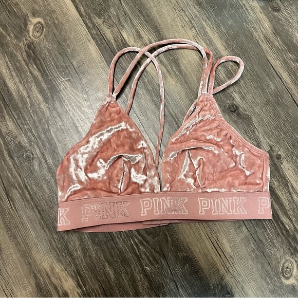 Victoria's Secret Pink Velvet Bra Bralette Y2K Girly Egirl Cute Kawaii Medium - Picture 1 of 3